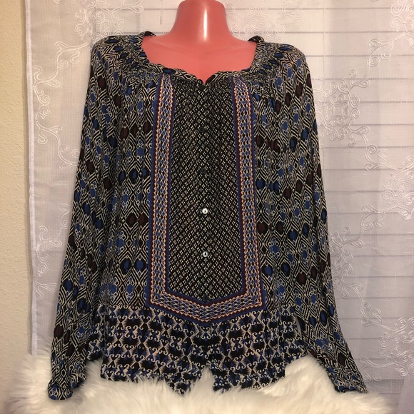 Lucky Brand | Gypsy Ikat Top | Size L - Picture 3 of 8